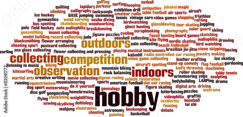 Hobby word cloud concept. Vector illustration