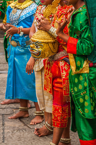 Artists wear traditional costume in Angkor temple,Siemriep, Camb © Lukasz Janyst