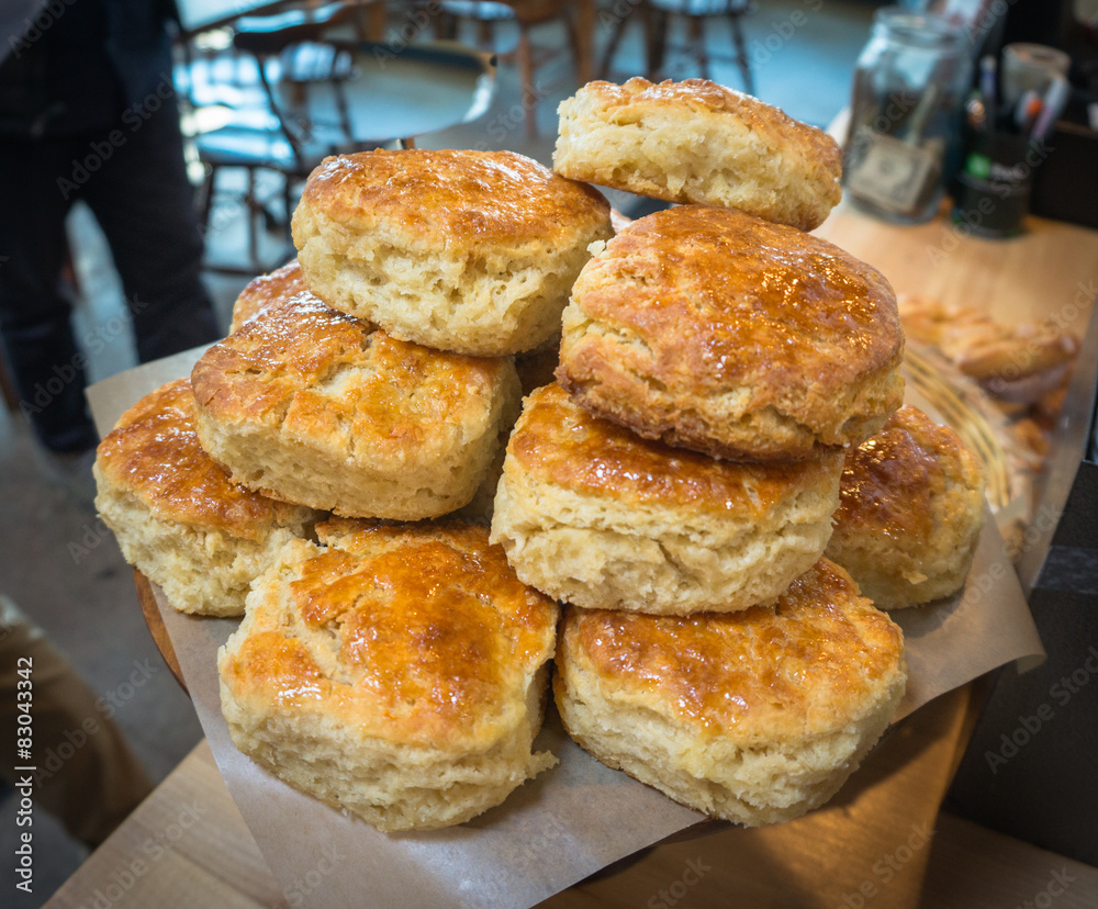 plate of fresh baked maple biscuits plate of fresh baked maple biscuits