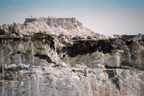 Steep Rocky Cliffs in an Open Pit Marble Mine