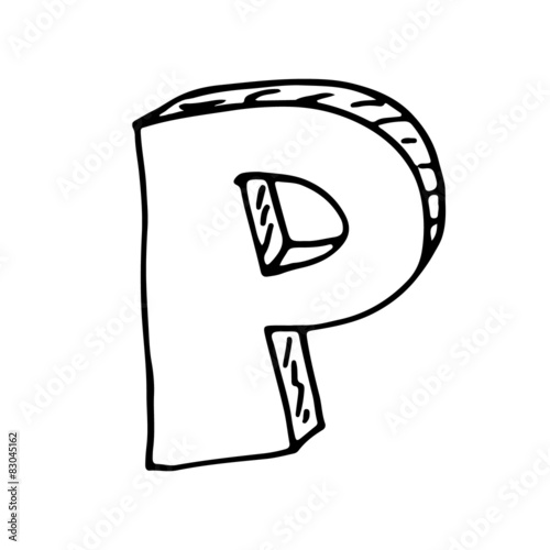  English alphabet - hand drawn letter P
