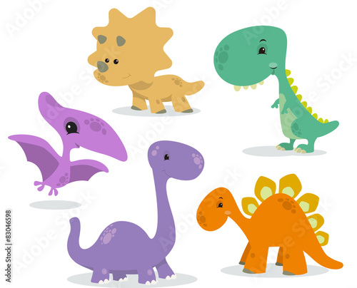 Canvas Print set of cute dinosaurs