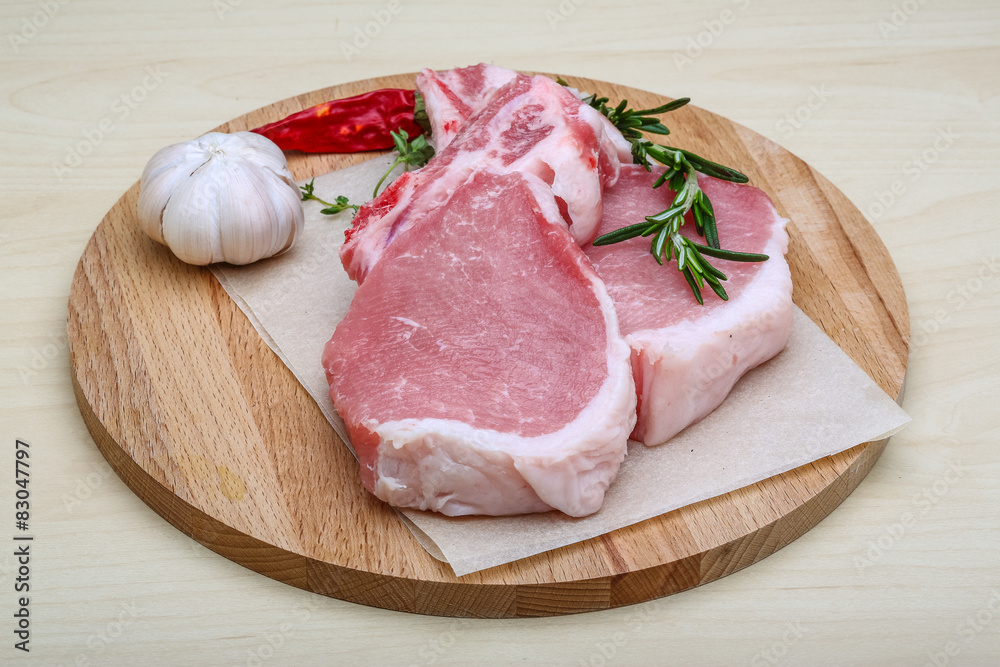 Raw pork steak