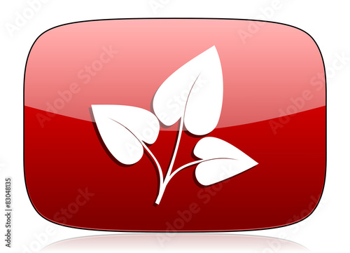 leaf red glossy web icon