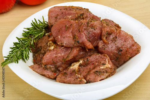 Raw marinated meat for bbq