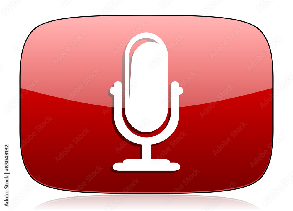 microphone red glossy web icon