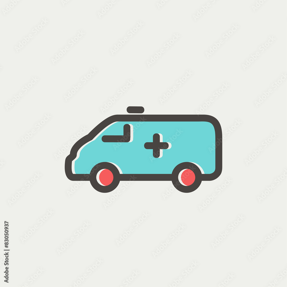 Fototapeta premium Ambulance car thin line icon