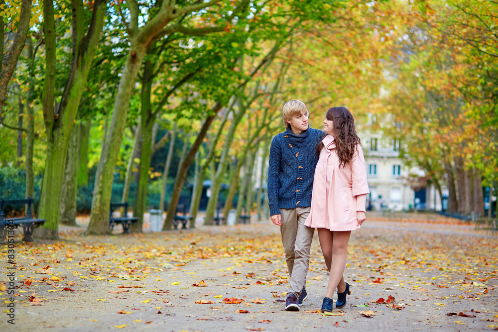 Fototapeta premium Young romantic couple in Paris