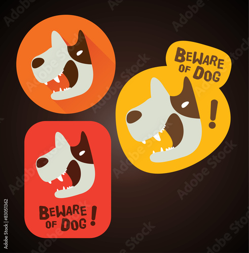 Beware of dog sign, label, Sticker