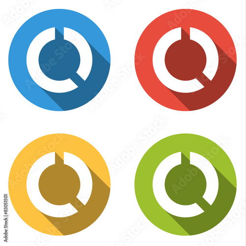 Collection of 4 isolated flatl buttons (icons) for circular grap