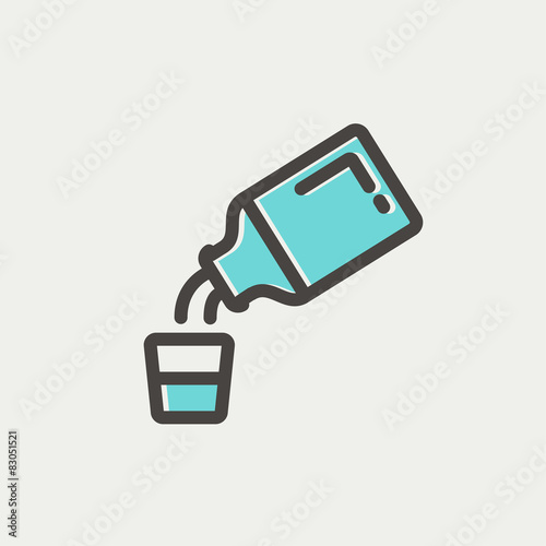 Medicine and measuring cup thin line icon