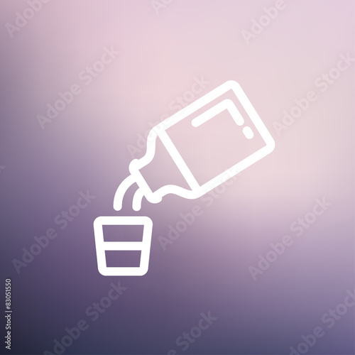 Medicine and measuring cup thin line icon