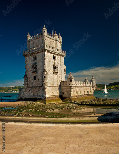 Belem tower on Tagus river,...