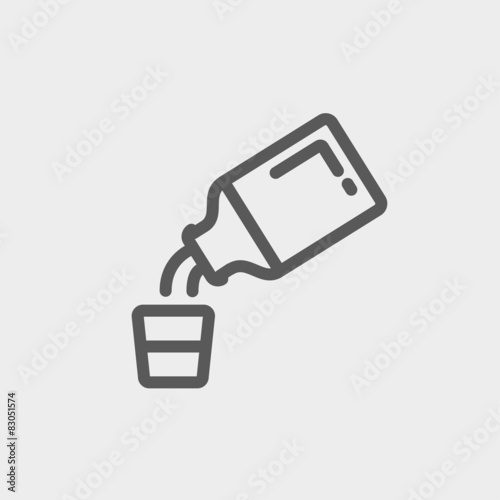 Medicine and measuring cup thin line icon