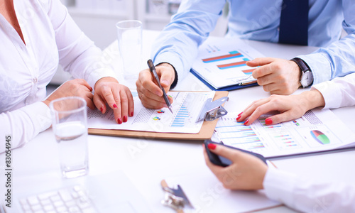 Group of business people working together on white background