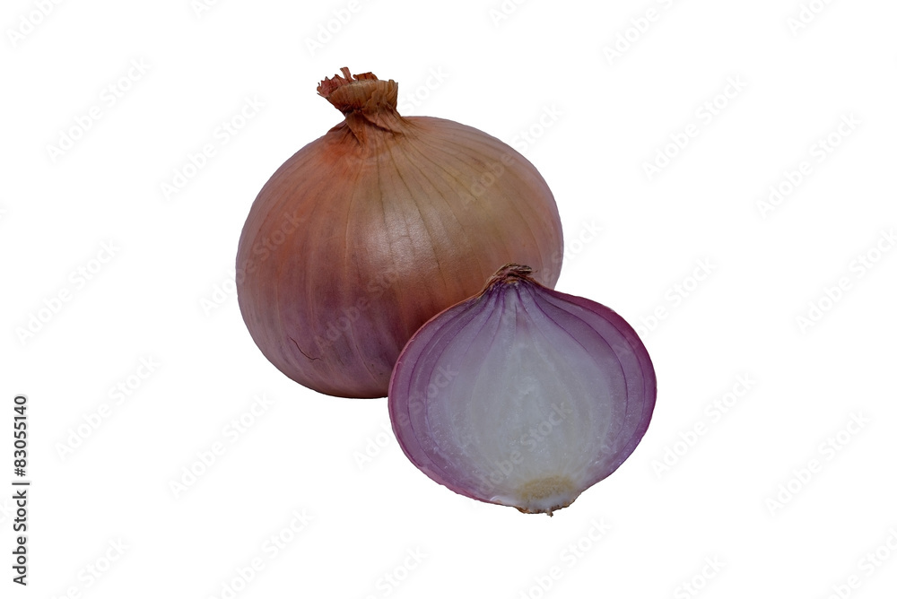 Fototapeta premium Red sliced onion isolated on white background