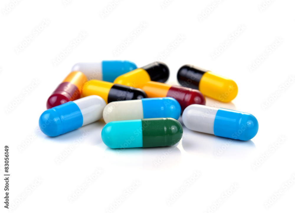 pills capsules isolated on white background pills capsules isolated on white background