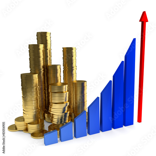 Business Chart and gold coins
