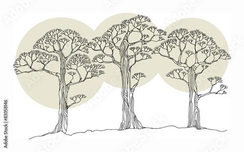 Hand drawing sketch of tree