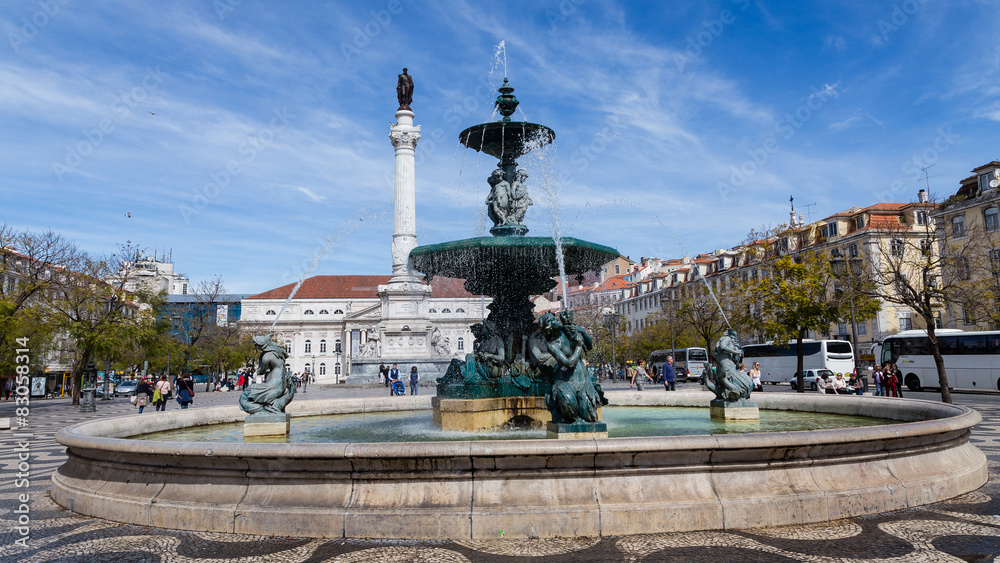 Fototapeta premium Plaza de Rossio en Lisboa, Portugal