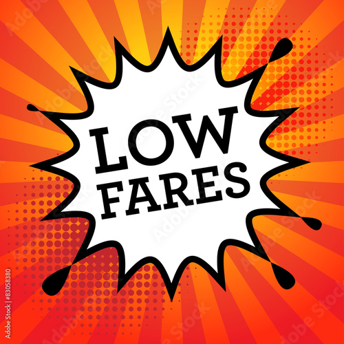 Comic book explosion with text Low Fares