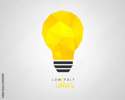 Low poly light bulb as an idea symbol