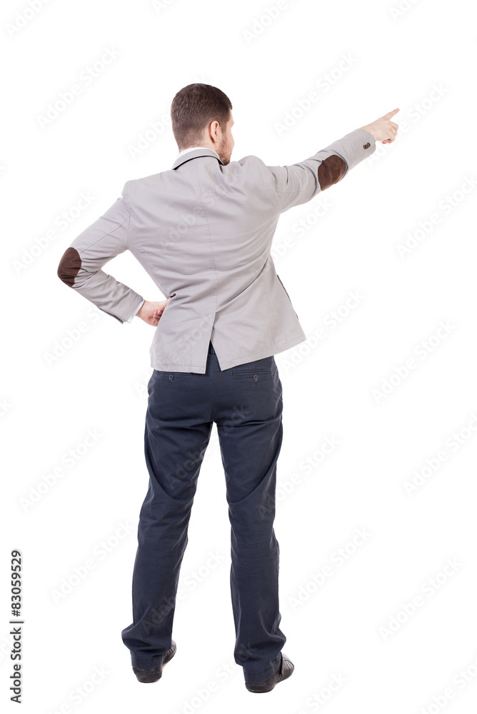 Back view of pointing business man. Back view of pointing business man.