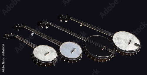banjo isolated on black background