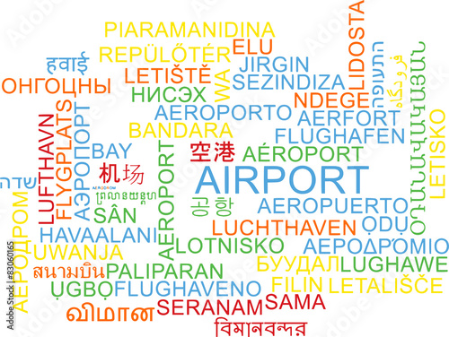 Airport multilanguage wordcloud background concept