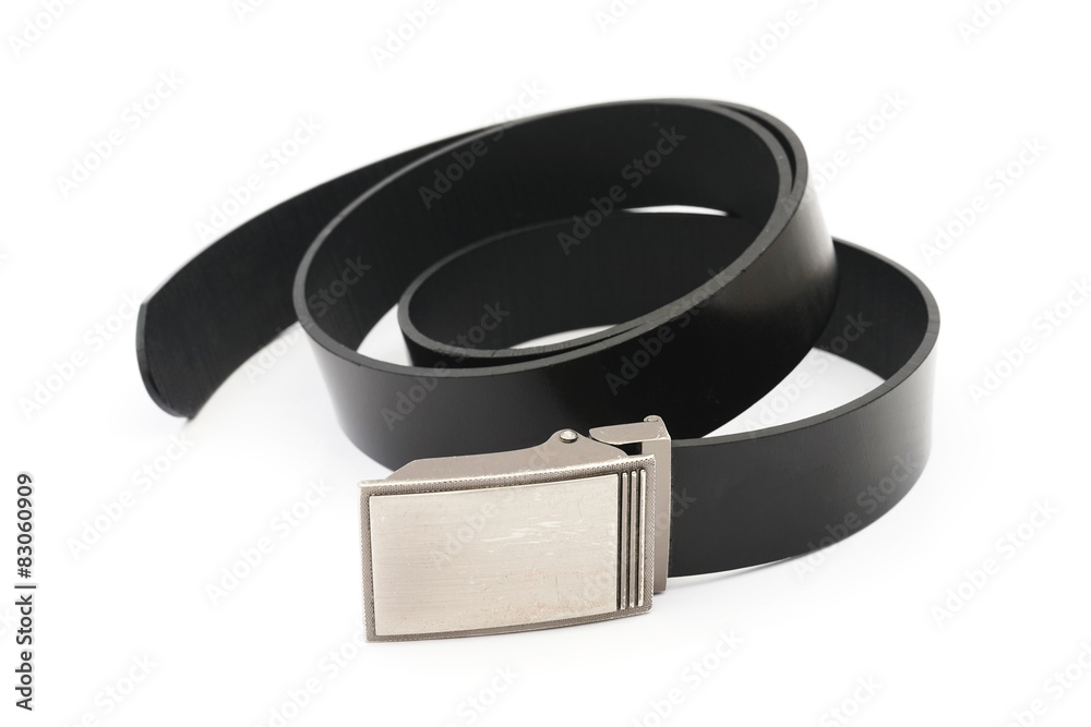 old black men leather belt on white background old black men leather belt on white background
