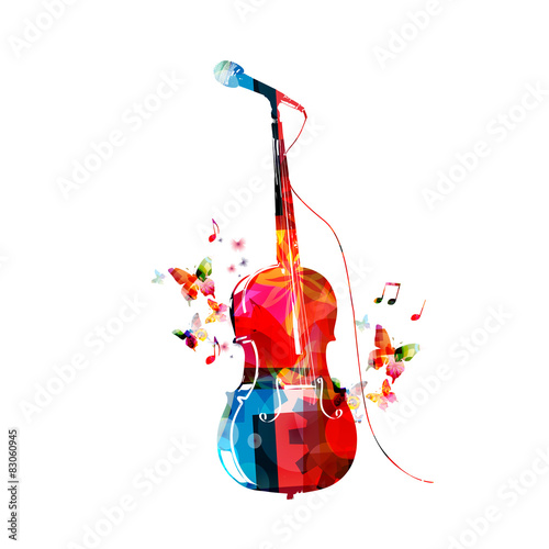 Colorful violoncello with microphone 