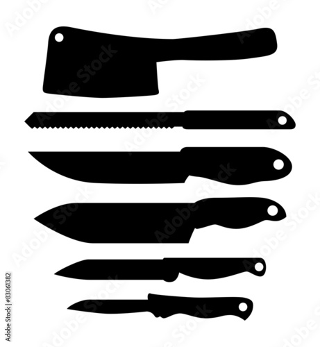 Set of kitchen knifes, vector