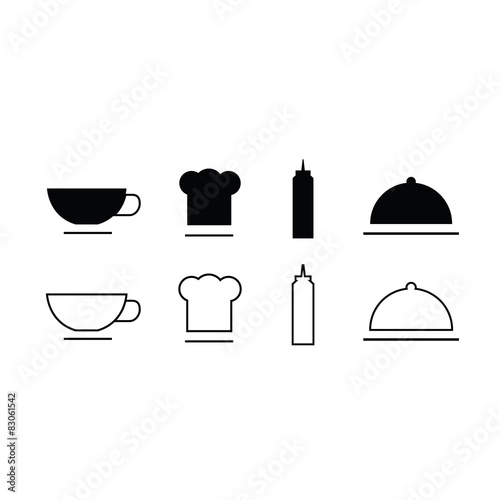 Set of trendy thin modern dining icons in select and deselect 