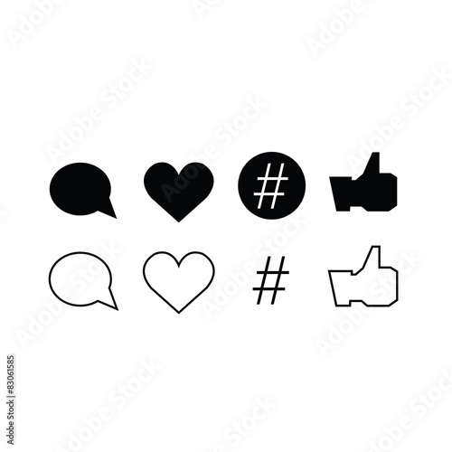 trendy thin modern social media icons in select and deselect
 photo