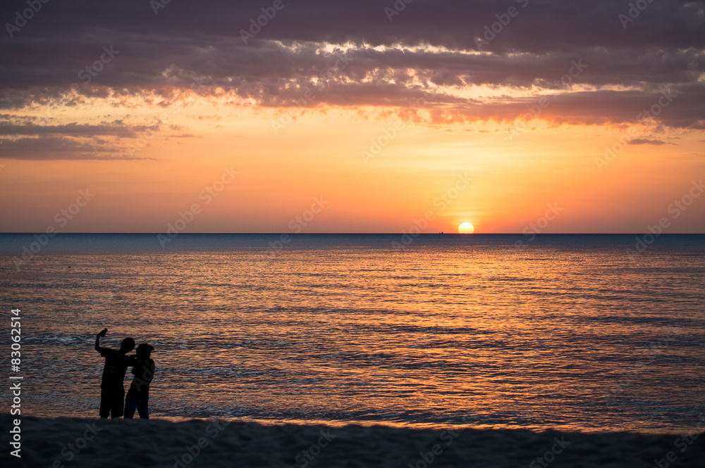 Couple shooting on the beach