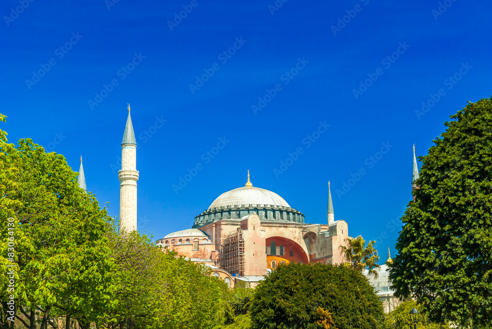 Hagia Sophia mosque in Sultanahmet Square, Istanbul, Turkey.