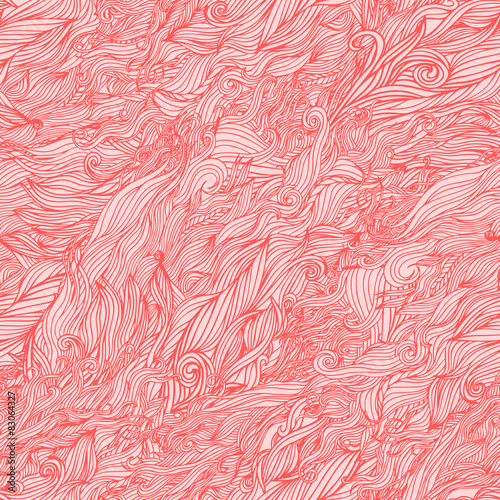 Vector seamless abstract pattern with hairs, waves background.