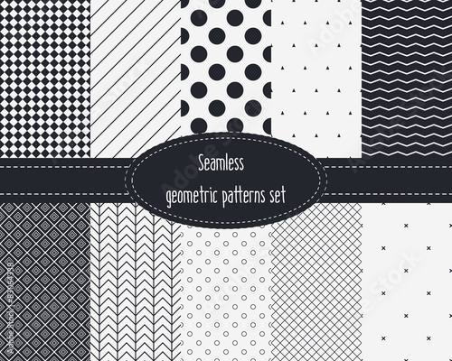 Geometric Seamless Patterns Set. 