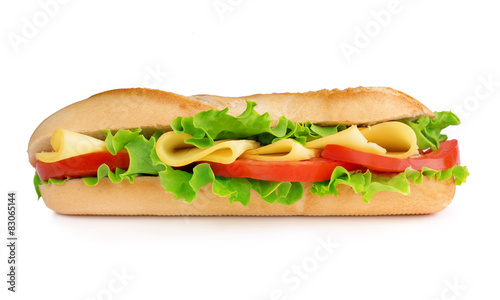 baguette with cheese, tomato and lettuce