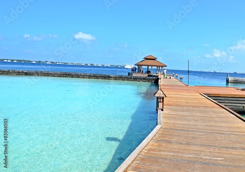 Fototapeta Naklejka Na Ścianę i Meble -  arrival on tropical maldives island 
