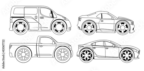 Coloring book: stylized cars set