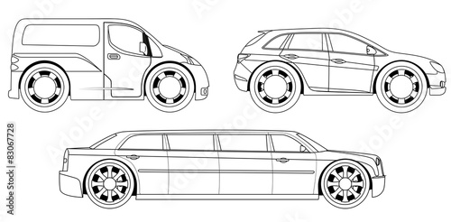 Coloring book: stylized cars set