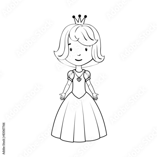 Coloring book  Little girl wearing princess costume