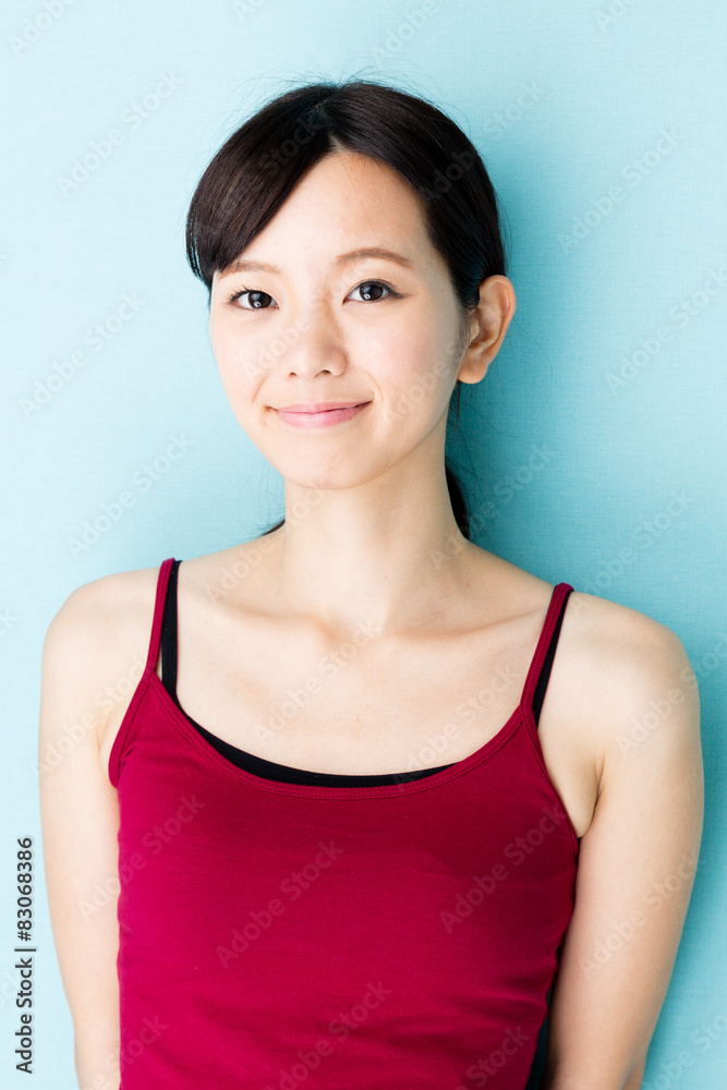 attractive asian woman beauty image on blue background attractive asian woman beauty image on blue background