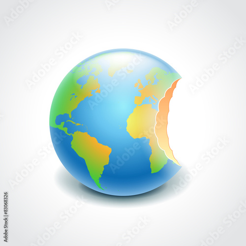 Bitten globe, environment concept vector