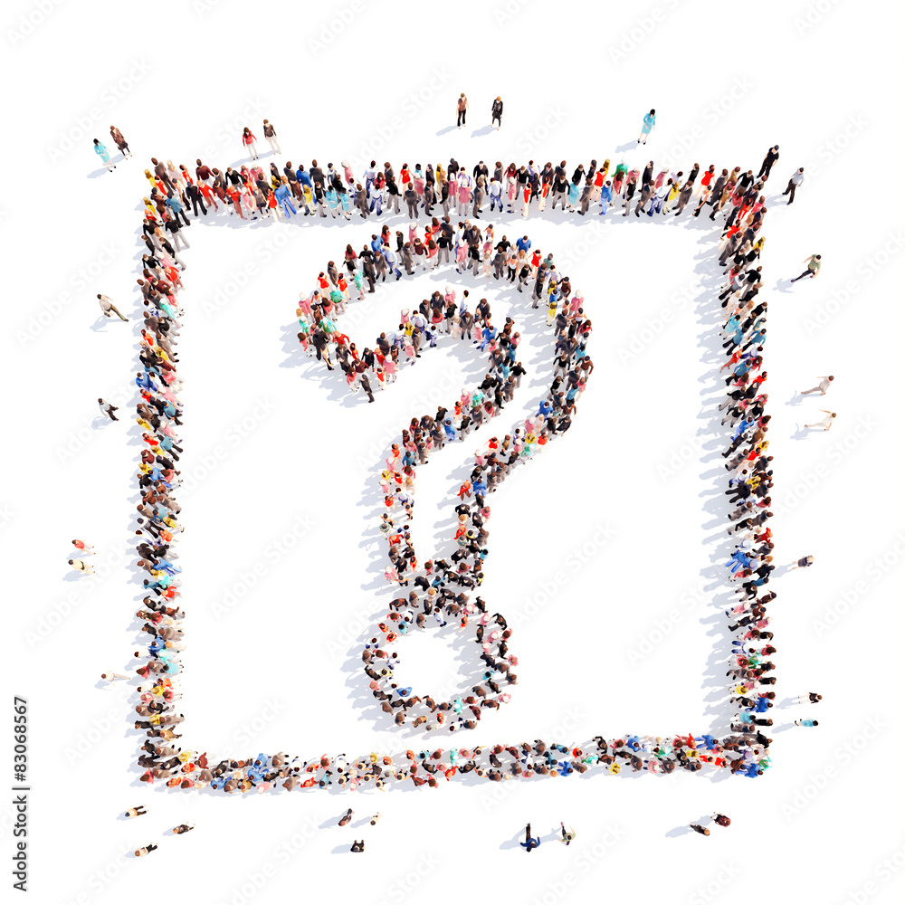 people in the shape of a question mark. people in the shape of a question mark.