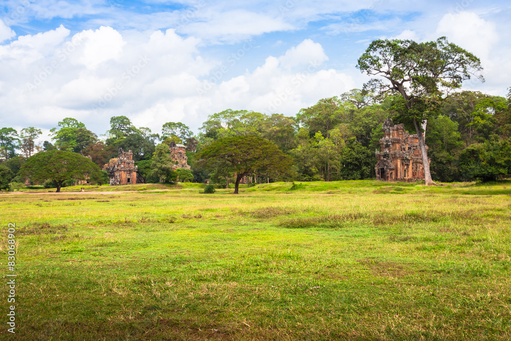 Angkor Thom gardens in front the Elephants Terrace within the An