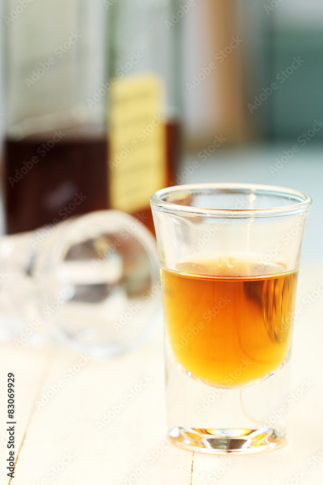 Close up  glass of brandy