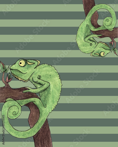 Chameleon card vector illustration