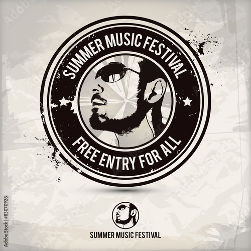 summer music festival stamp on textured background
